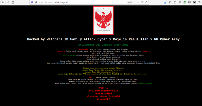 Situs Pemerintah Daerah Ini Diretas Oleh Hacker Anti Rizieq dan FPI