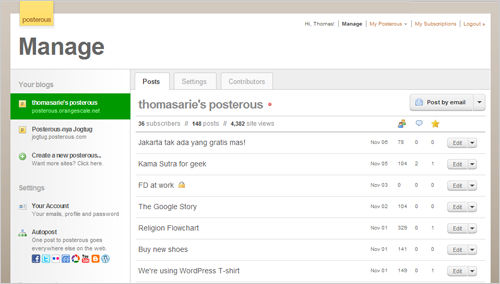 Posterous' Dashboard