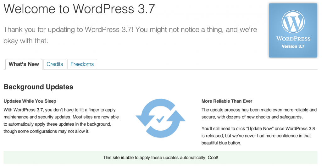 WordPress 3.7 Updates