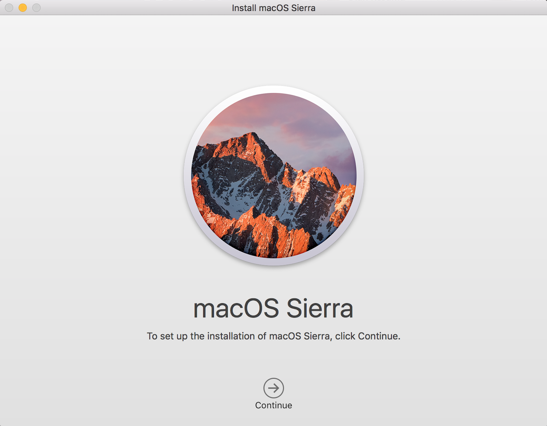macOS Sierra installation