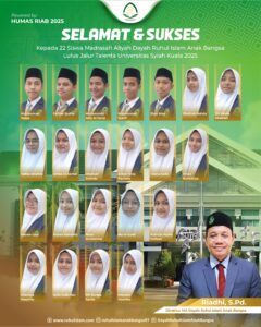 22 Santri RIAB Raih Prestasi Gemilang di Universitas Syiah Kuala Melalui Jalur Talenta
