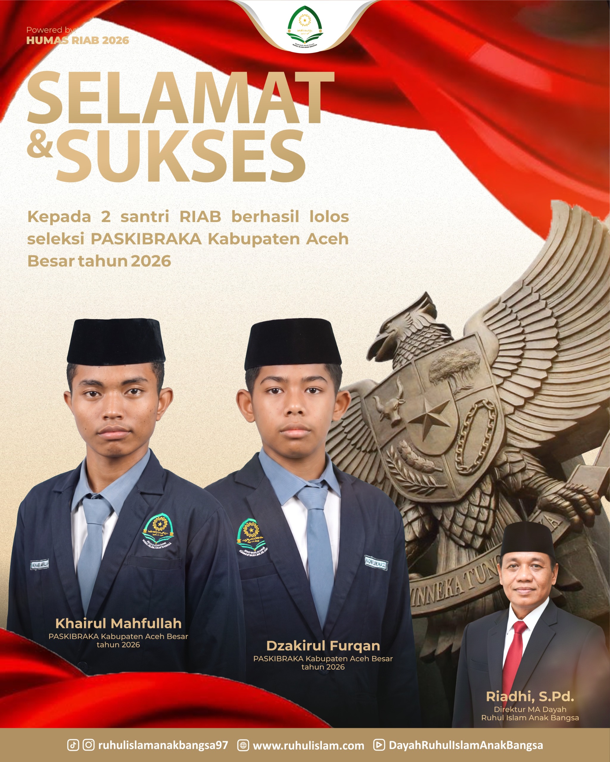 Dua Santri RIAB Lulus Seleksi Calon Paskibraka Kabupaten Aceh Besar 2026