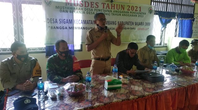 Kegiatan Musrenbangdes yang di gelar Desa Sigam, Kecamatan Gelumbang, Muara Enim