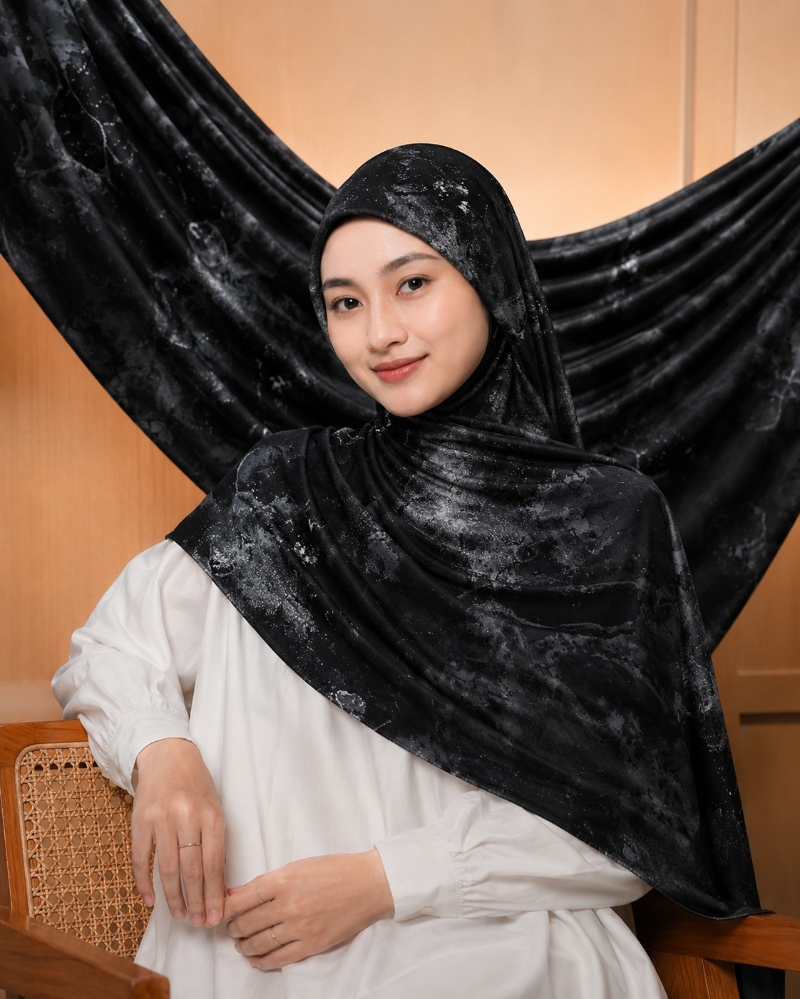 VISCOSE PRINT BLACK MARBLE