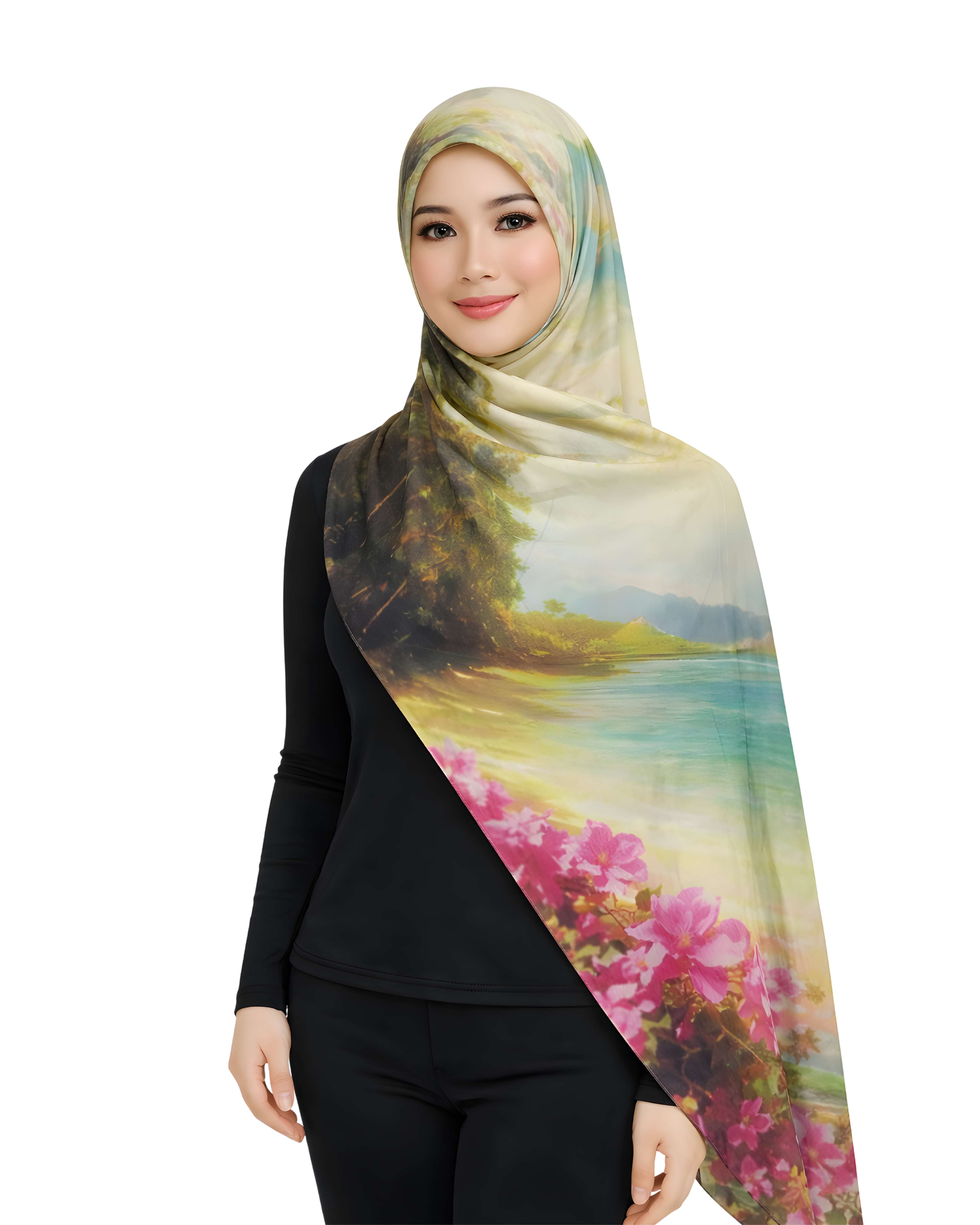 VISCOSE PRINT OCEAN BRUSH LIGHT