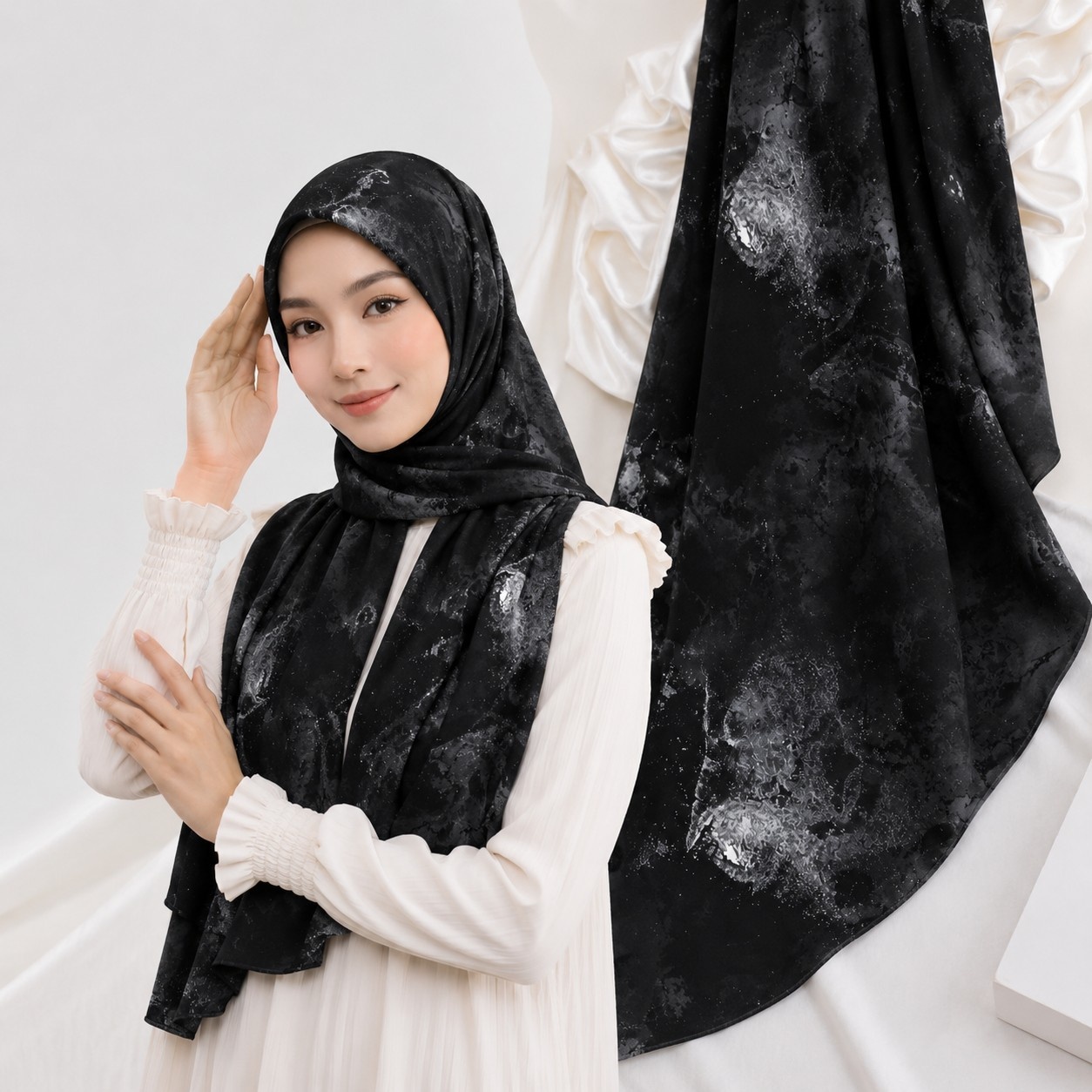 VISCOSE PRINT BLACK MARBLE