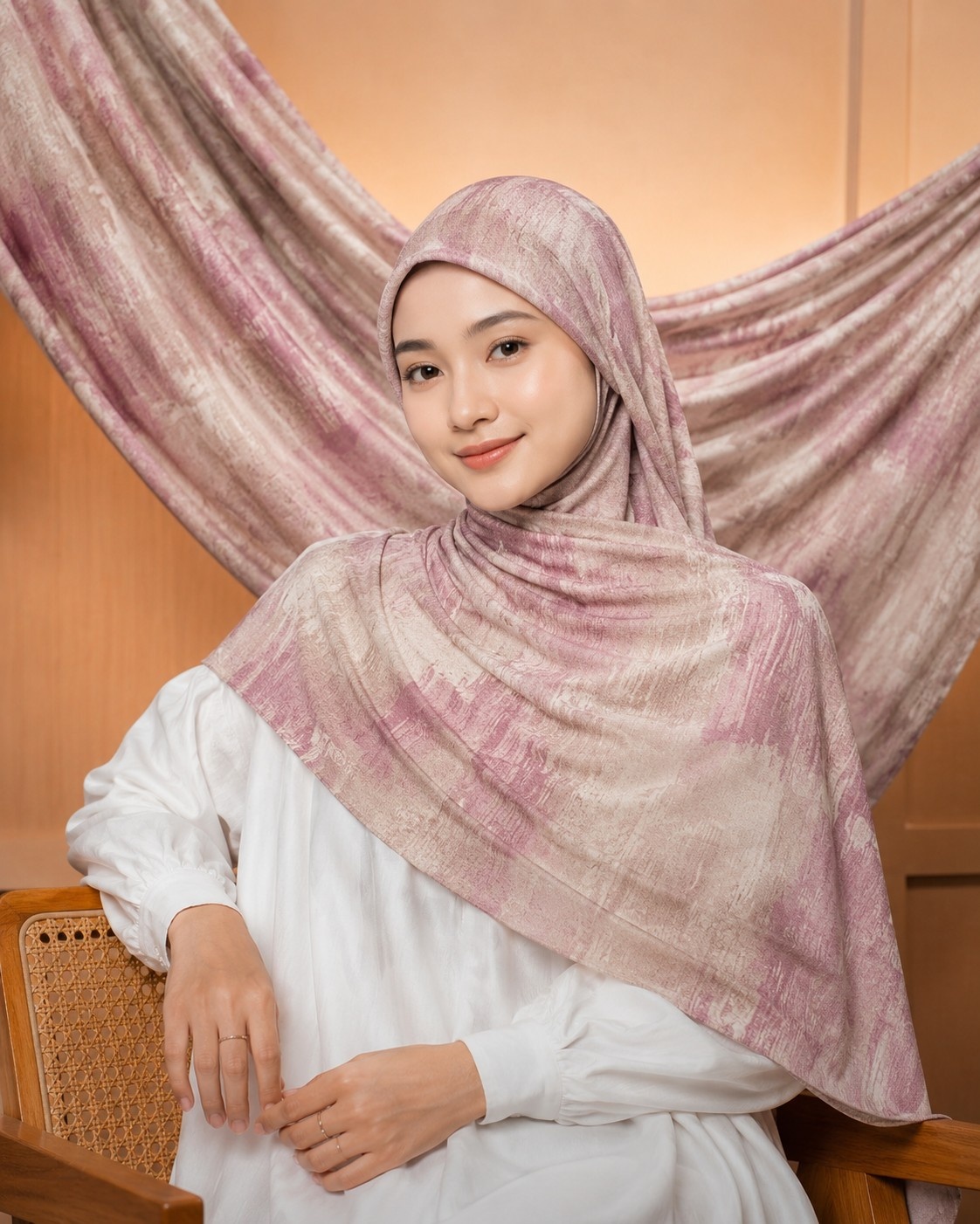 VISCOSE PRINT BLUSH VEIL