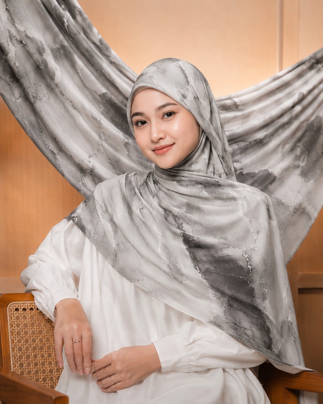VISCOSE PRINT PETALS GREY