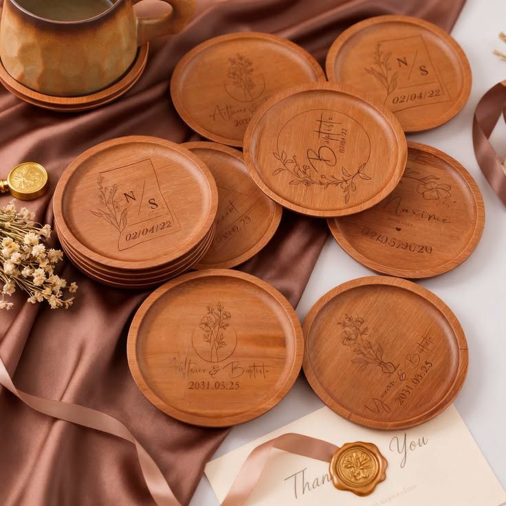 Rustic Wooden Coaster Souvenir (Isi 100 pcs)