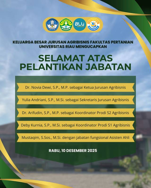 Pelantikan Jabatan Dosen Agribisnis