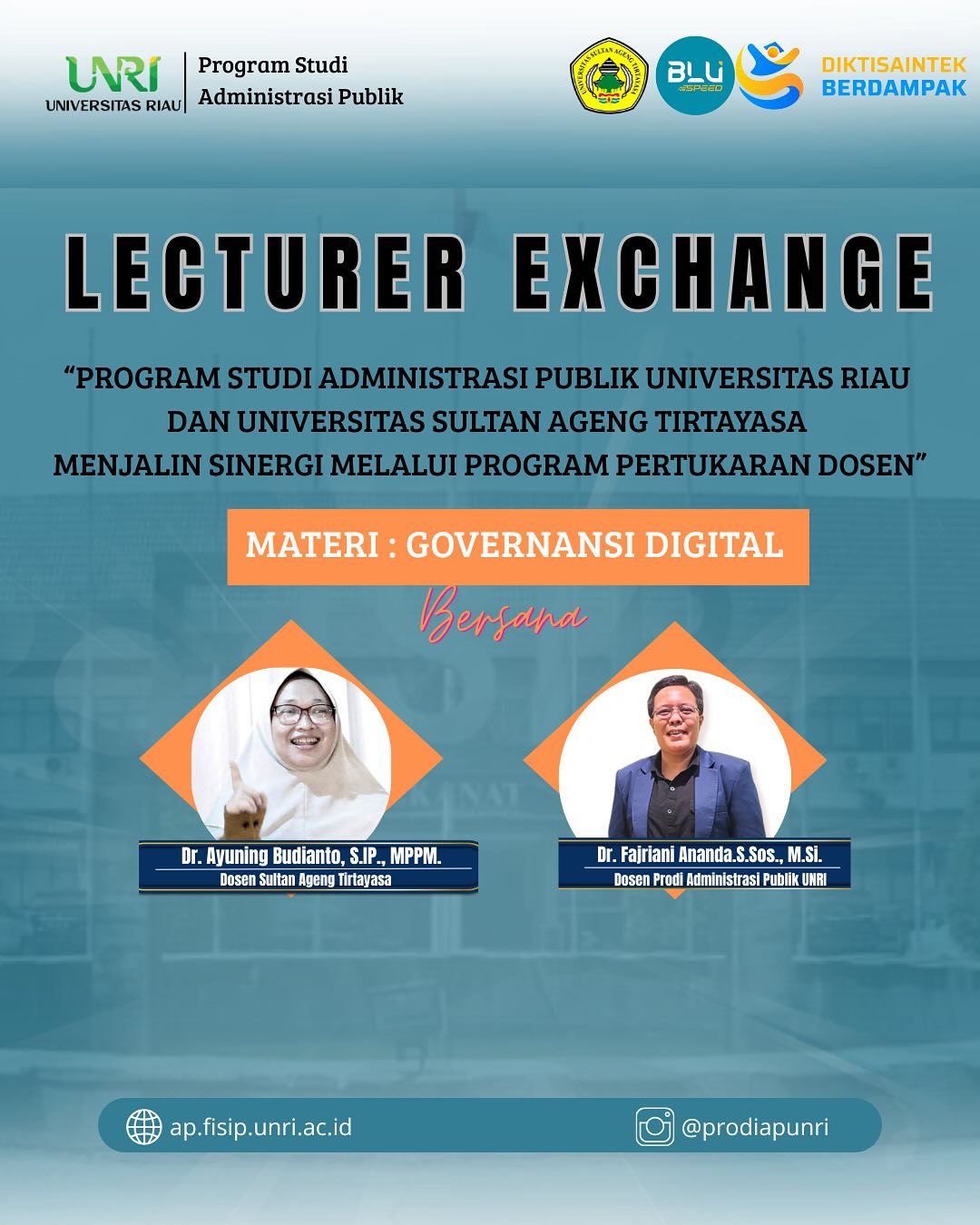 Program Studi Administrasi Publik Universitas Riau dan Universitas Sultan Ageng Tirtayasa Menjalin Sinergi Melalui Pertukaran Dosen