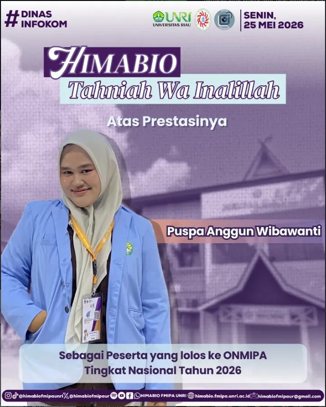 Mahasiswa Biologi FMIPA Universitas Riau Lolos ke ONMIPA Tingkat Nasional 2026