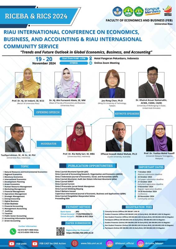 Riau International Conference on Economic, Business, and Accounting (RICEBA) & Riau International Community Service (RICS) 2024