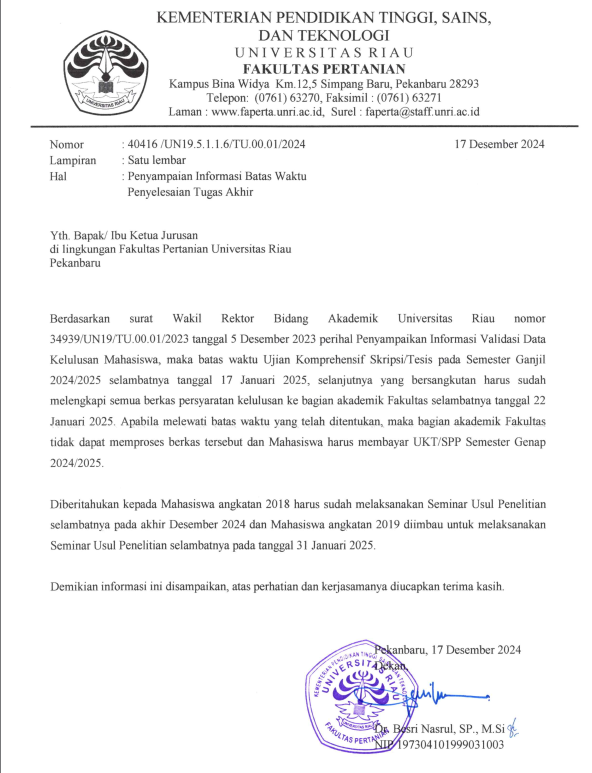 INFORMASI BATAS WAKTU PENYELESAIAN TA