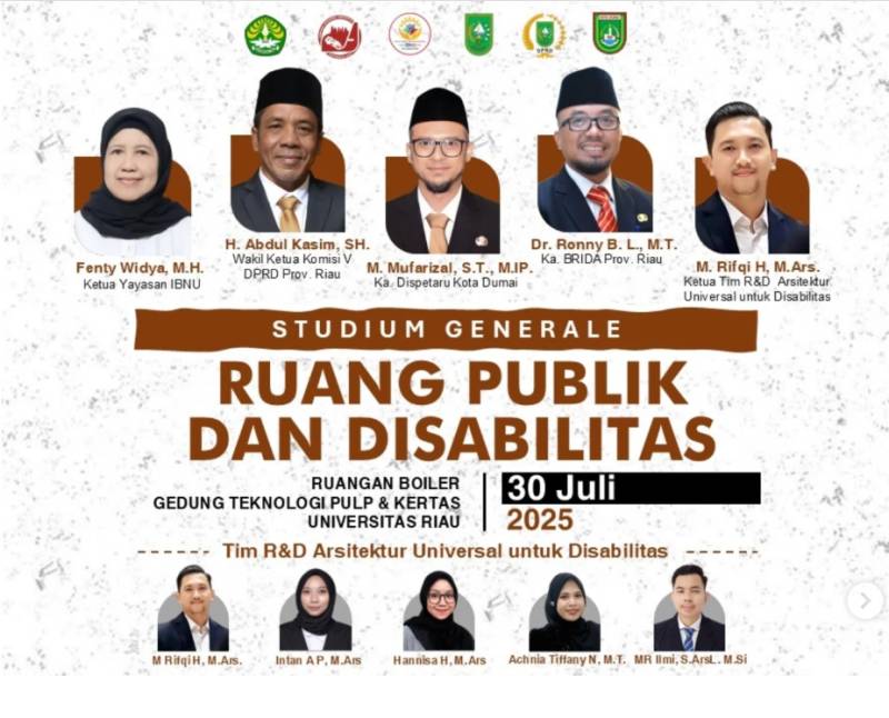 Studium Generale Arsitektur UNRI: Bahas Inklusi Disabilitas di Ruang Publik, Libatkan DPRD, BRIDA, Dispetaru, dan Yayasan IBNU