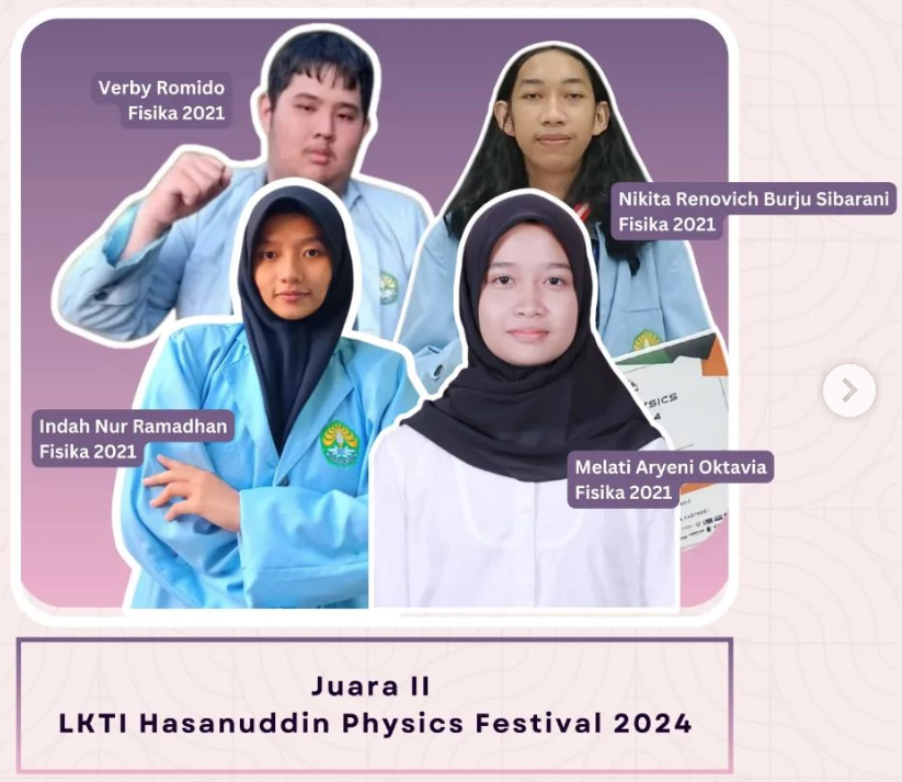 Mahasiswa S1 Fisika FMIPA UNRI memenangkan LKTI Tingkat Nasional di Makassar
