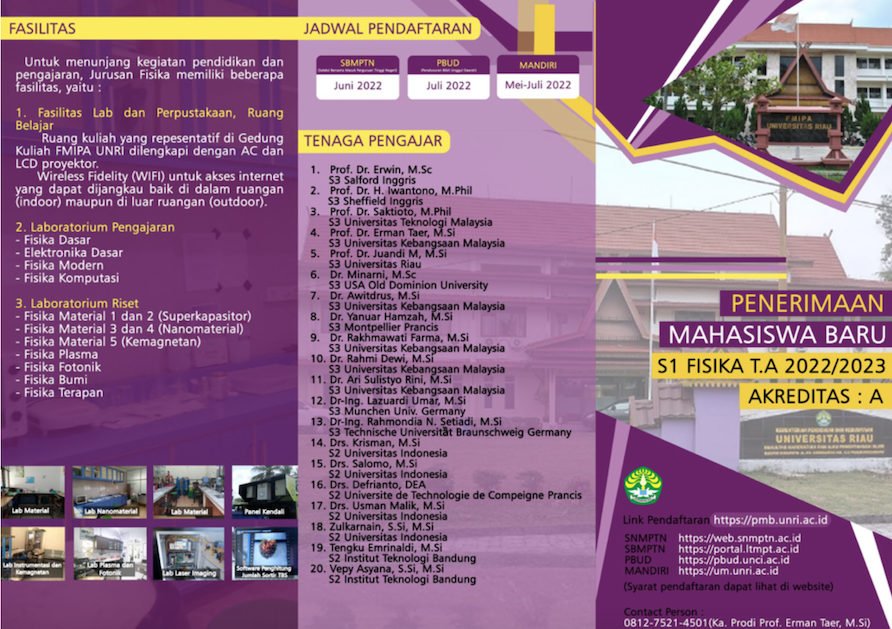 Penerimaan Mahasiswa Baru S1-FISIKA T.A 2022/2023