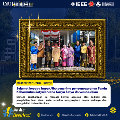 Dedikasi hingga Dua Dekade, 11 Dosen Jurusan Teknik Elektro UNRI Terima Satyalancana Karya Satya
