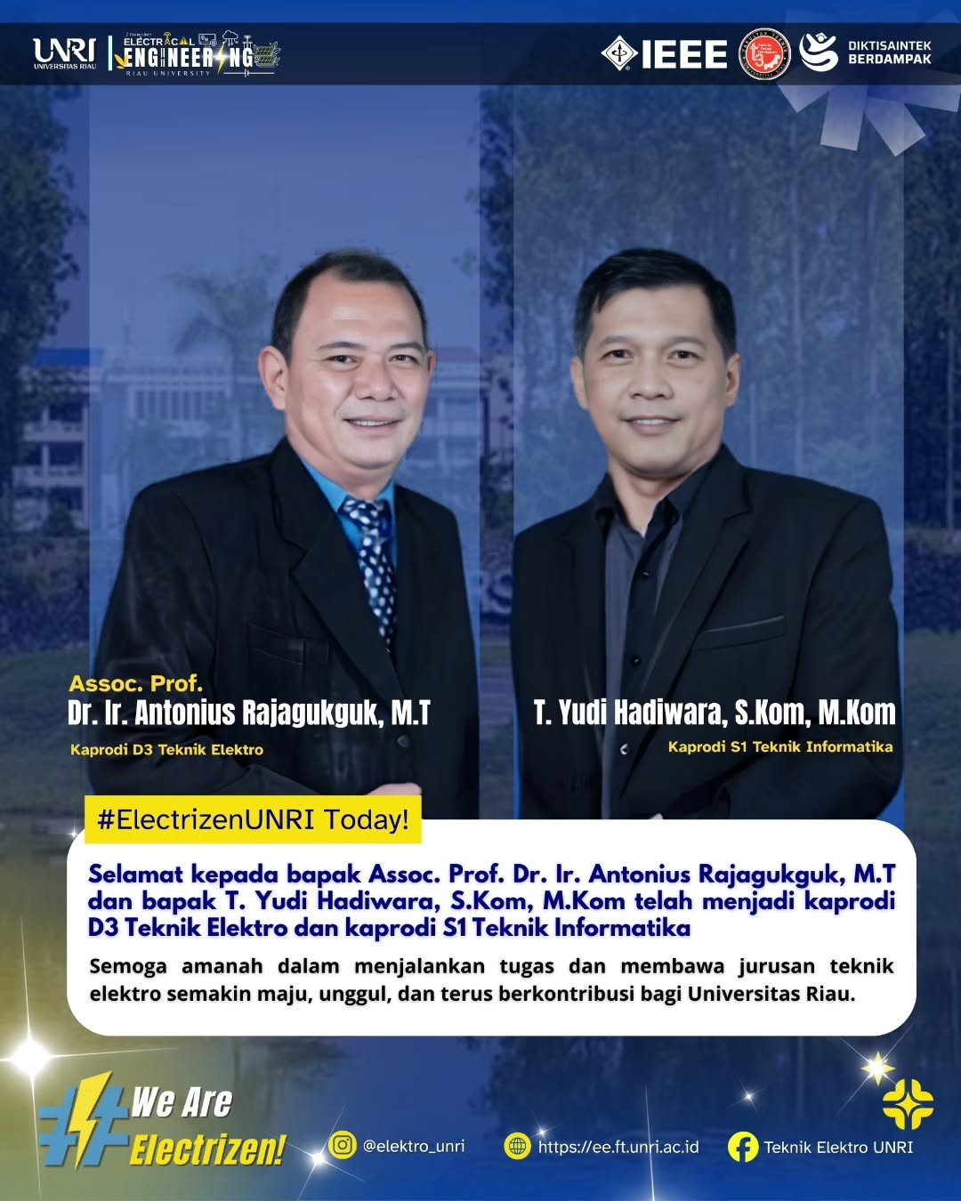 Assoc. Prof. Dr. Ir. Antonius Rajagukguk, M.T Resmi Menjabat sebagai Kaprodi D3 Teknik Elektro Universitas Riau