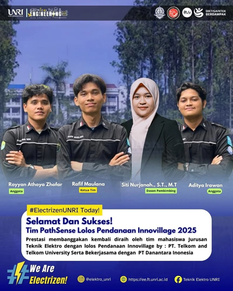 Usung Inovasi Sosial Berbasis Teknologi, Tim PathSense Teknik Elektro UNRI Lolos Pendanaan Innovillage 2025