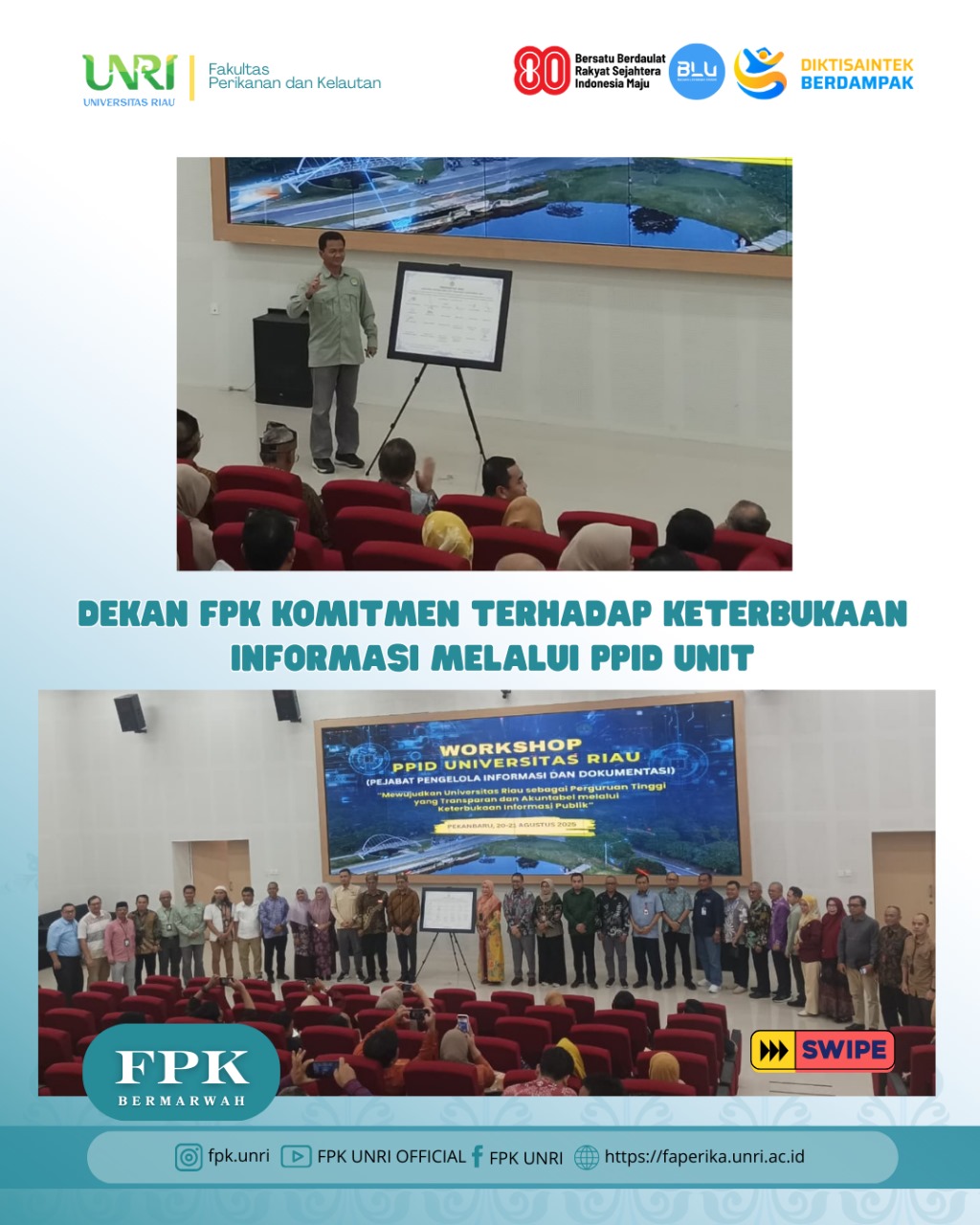 Dekan FPK UNRI Tegaskan Komitmen Keterbukaan Informasi melalui PPID Unit