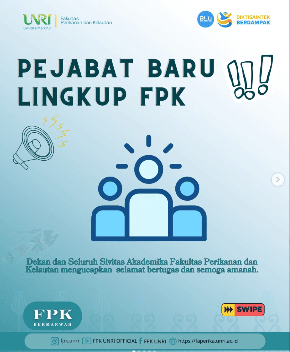 Pejabat Baru di Lingkungan FPK UNRI Resmi Dilantik