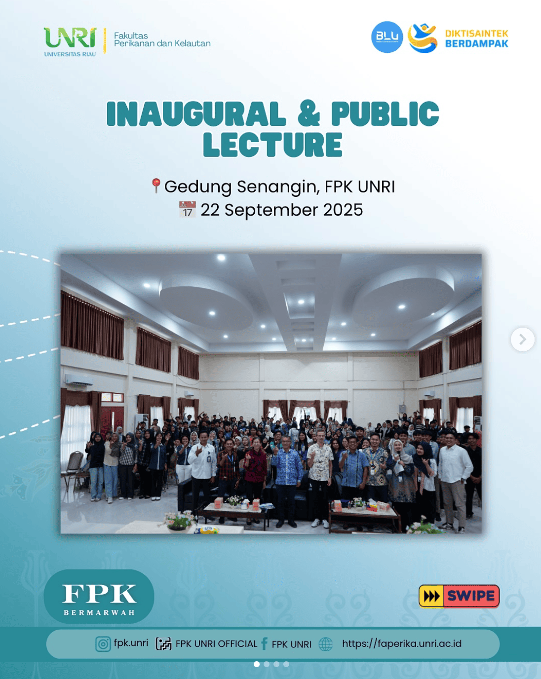 FPK UNRI Gelar Inaugural & Public Lecture Bertema Ekosistem Laut untuk Kesejahteraan Manusia