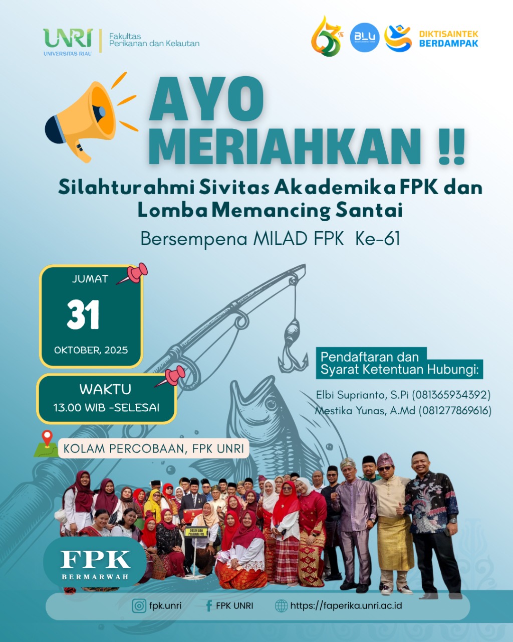 FPK UNRI Gelar Silaturahmi Sivitas Akademika dan Lomba Memancing Santai 2025 🎣