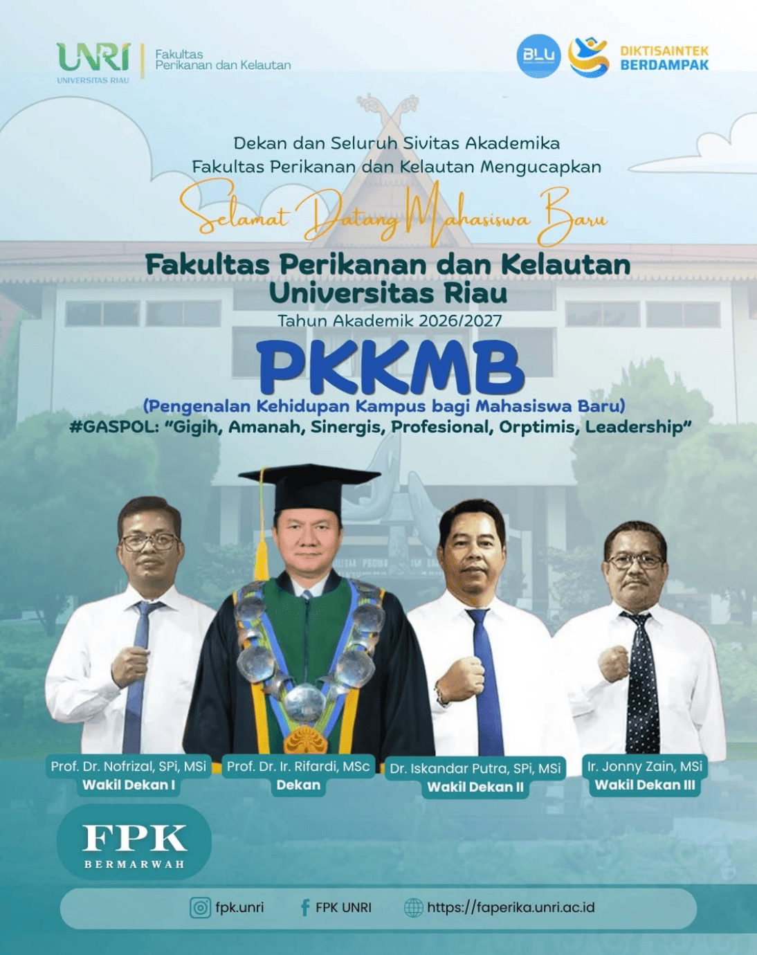 FPK UNRI Sambut Mahasiswa Baru Tahun Akademik 2026/2027