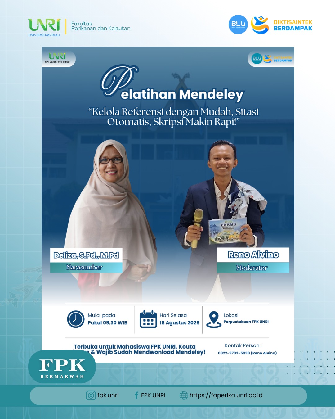 Pelatihan Mendeley FPK UNRI Tingkatkan Keterampilan Mahasiswa dalam Pengelolaan Referensi
