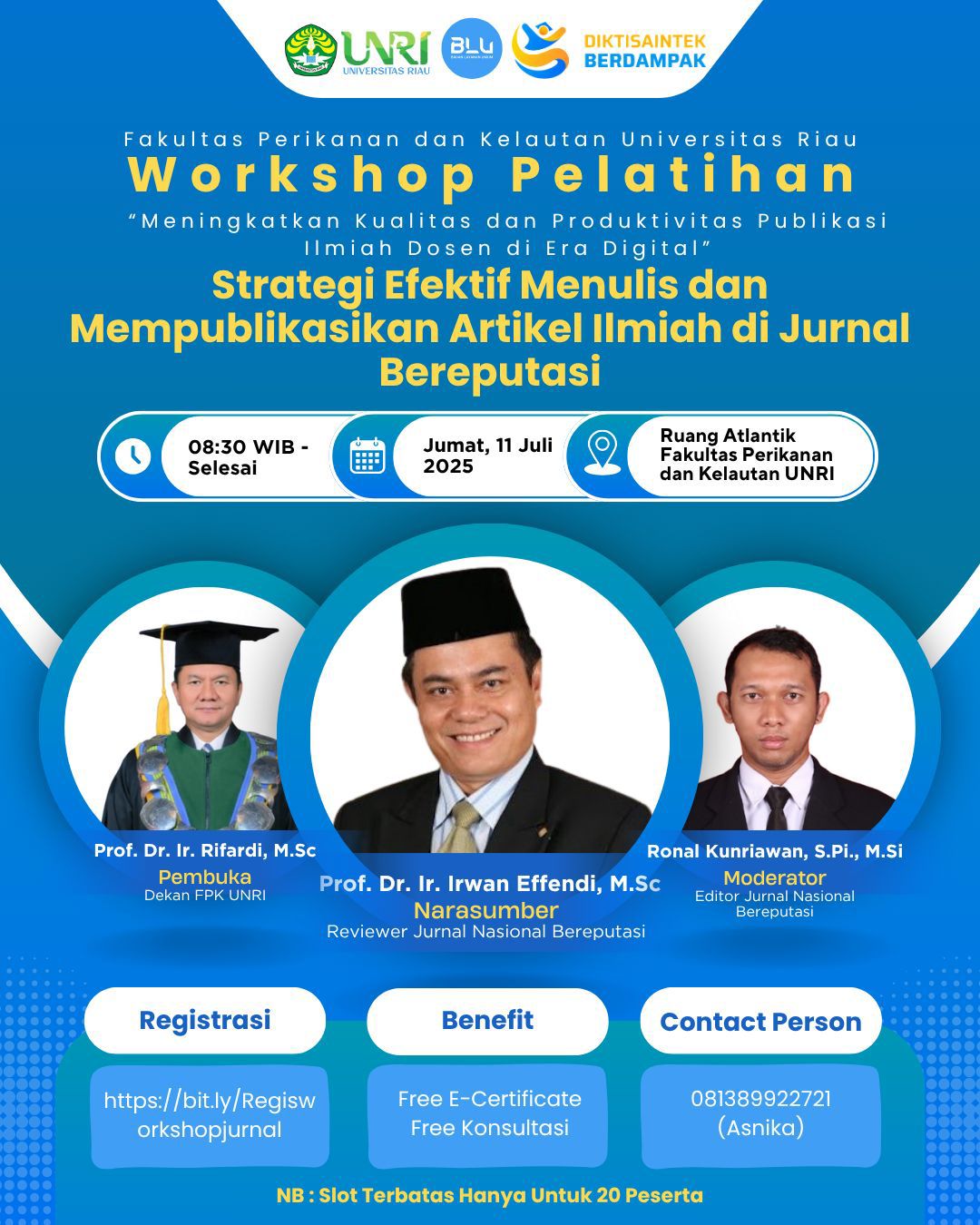 FPK UNRI Gelar Workshop Strategi Efektif Menulis dan Mempublikasikan Artikel Ilmiah di Jurnal Bereputasi