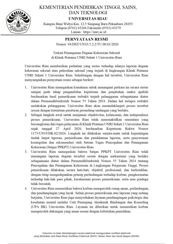 PERNYATAAN RESMI PIMPINAN