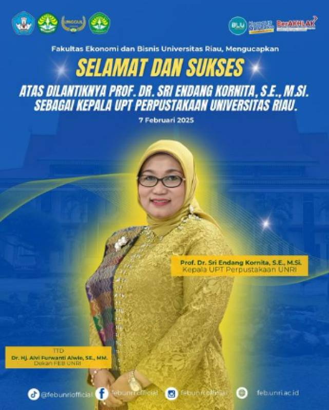 Selamat dan Sukses!! Prof. Dr. Sri Endang Kornita, S.E., M.Si.