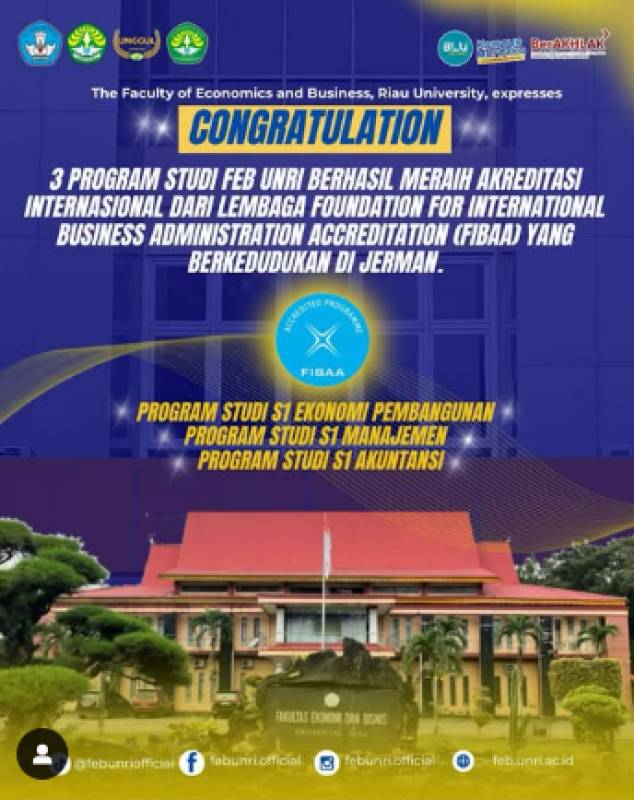 FEB UNRI Raih Akreditasi Internasional FIBAA