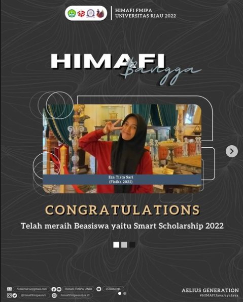 2 Orang Mahasiswa S1 Fisika telah meraih Beasiswa Smart Scholarship 2022