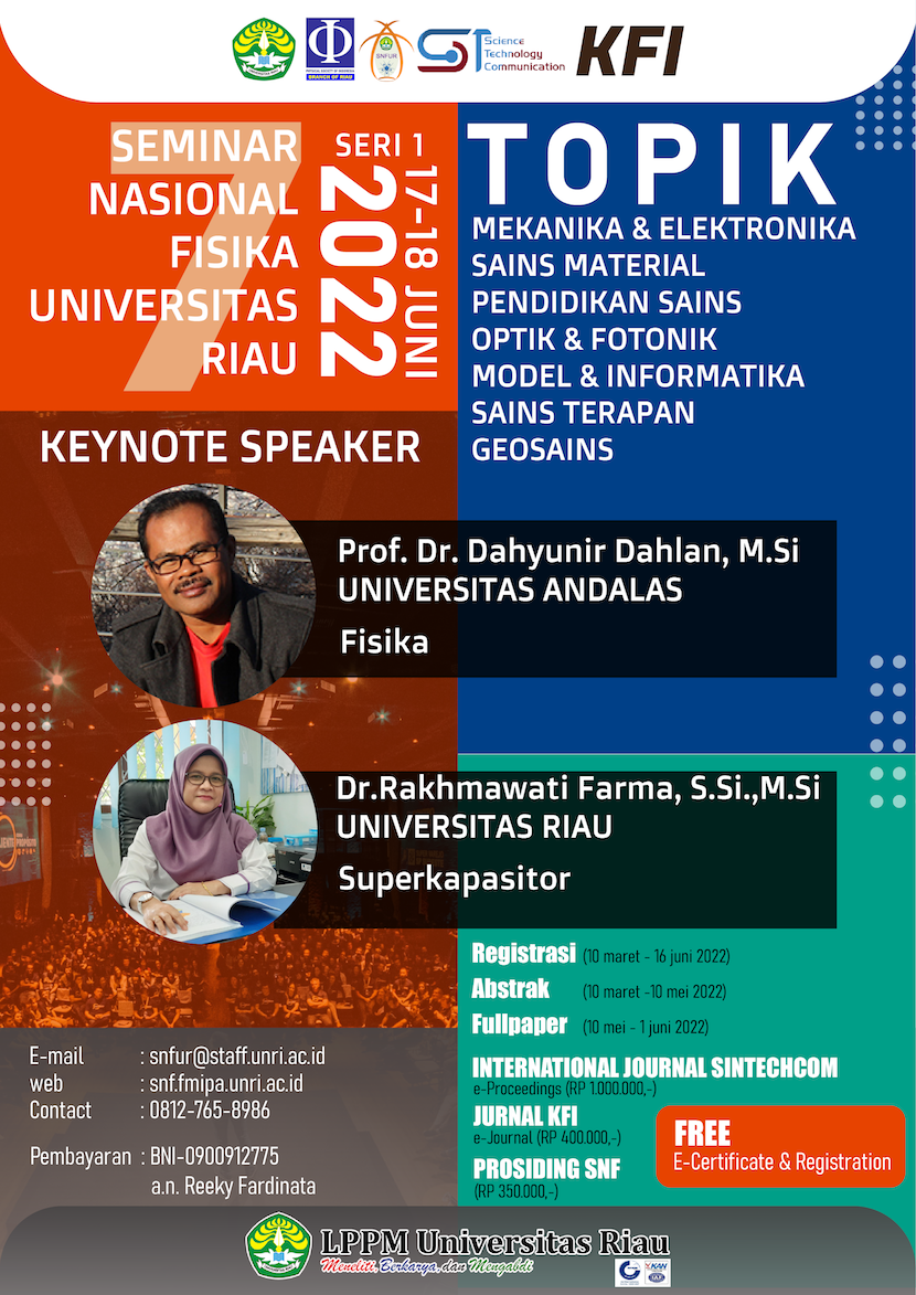 SEMINAR NASIONAL FISIKA UNRI  7 Tahun 2022 Seri I