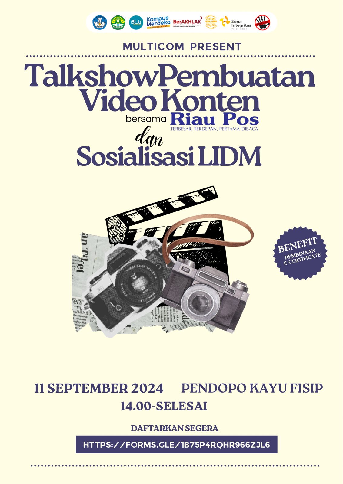 Talkshow Pembuatan Video dan Sosialisasi LIDM FISIP Universitas Riau
