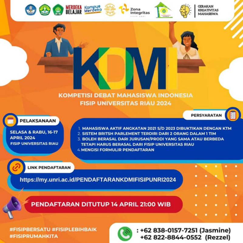 FISIP UNIVERSITAS RIAU : PENDAFTARAN KDMI FISIP UNRI 2024 TELAH DIBUKA