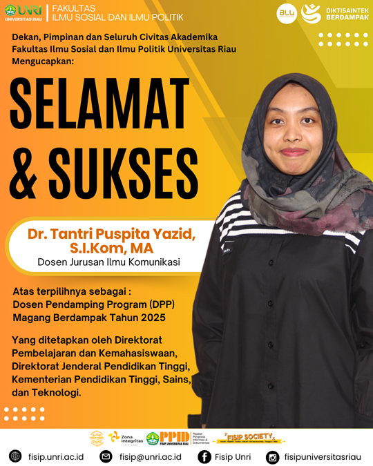 Selamat kepada Dr. Tantri Puspita Yazid, S.I.Kom, MA (Dosen Jurusan Ilmu Komunikasi)