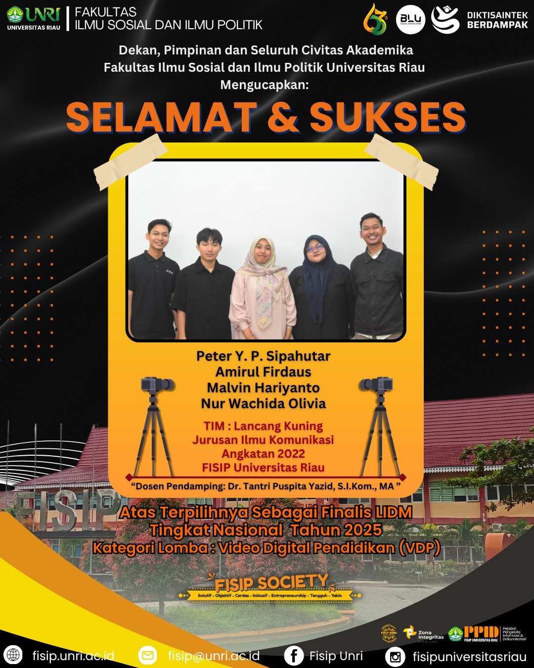 Selamat & Sukses Peter Y. P. Sipahutar, Amirul Firdaus, Malvin Hariyanto, Nur Wachida Olivia