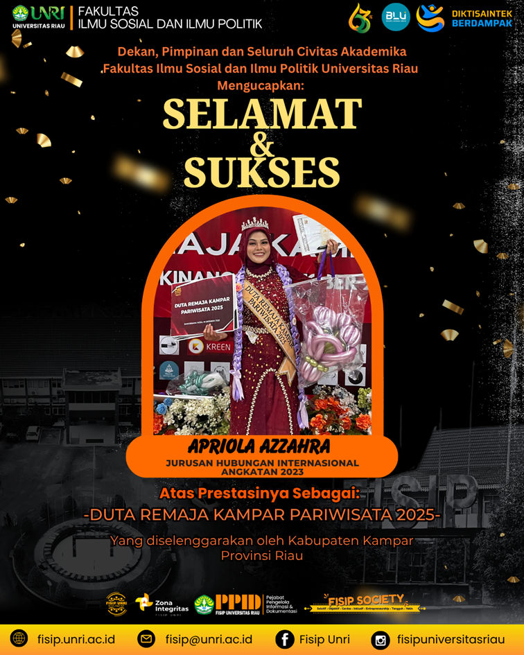 Selamat & Sukses Apriola Azzahra Mahasiswi Jurusan Hubungan Internasional Angkatan 2023