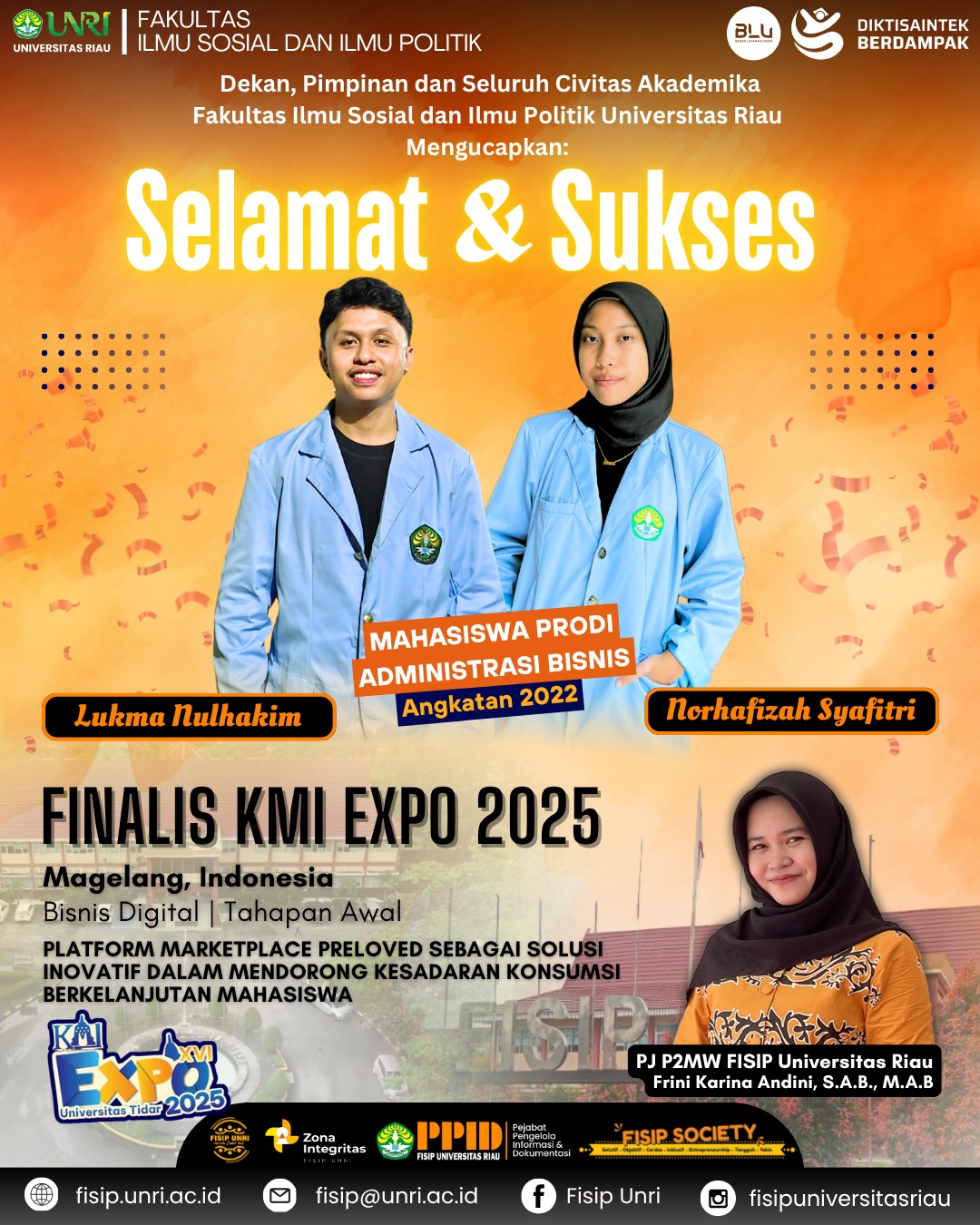 Selamat & Sukses Lukma Nulhakim dan Norhafizah Syafitri (Mahasiswa Program Studi Administrasi Bisnis Angkatan 2022)