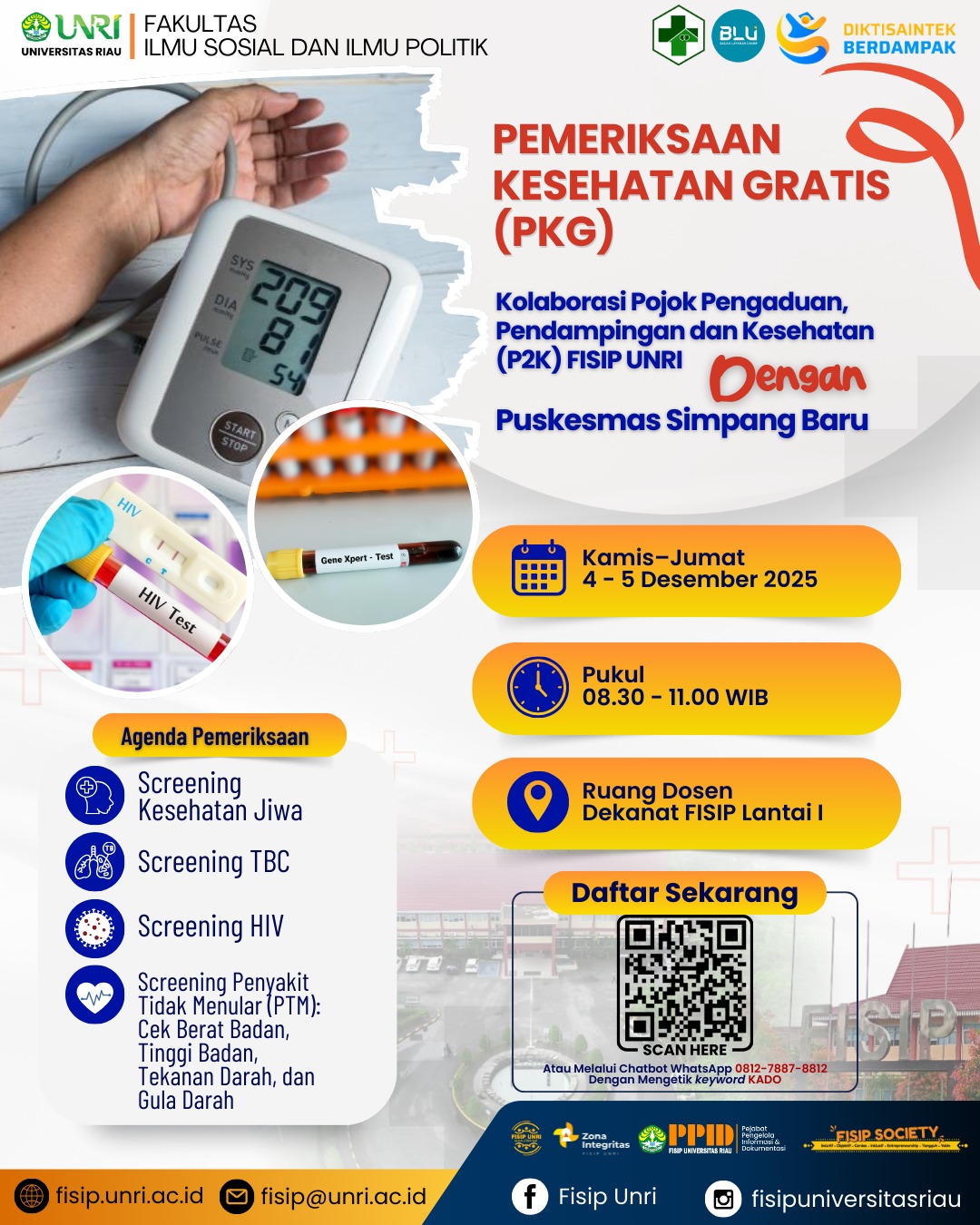 Free Health Check-up of FISIP UNRI in Collaboration with Puskesmas Simpang Baru Pekanbaru