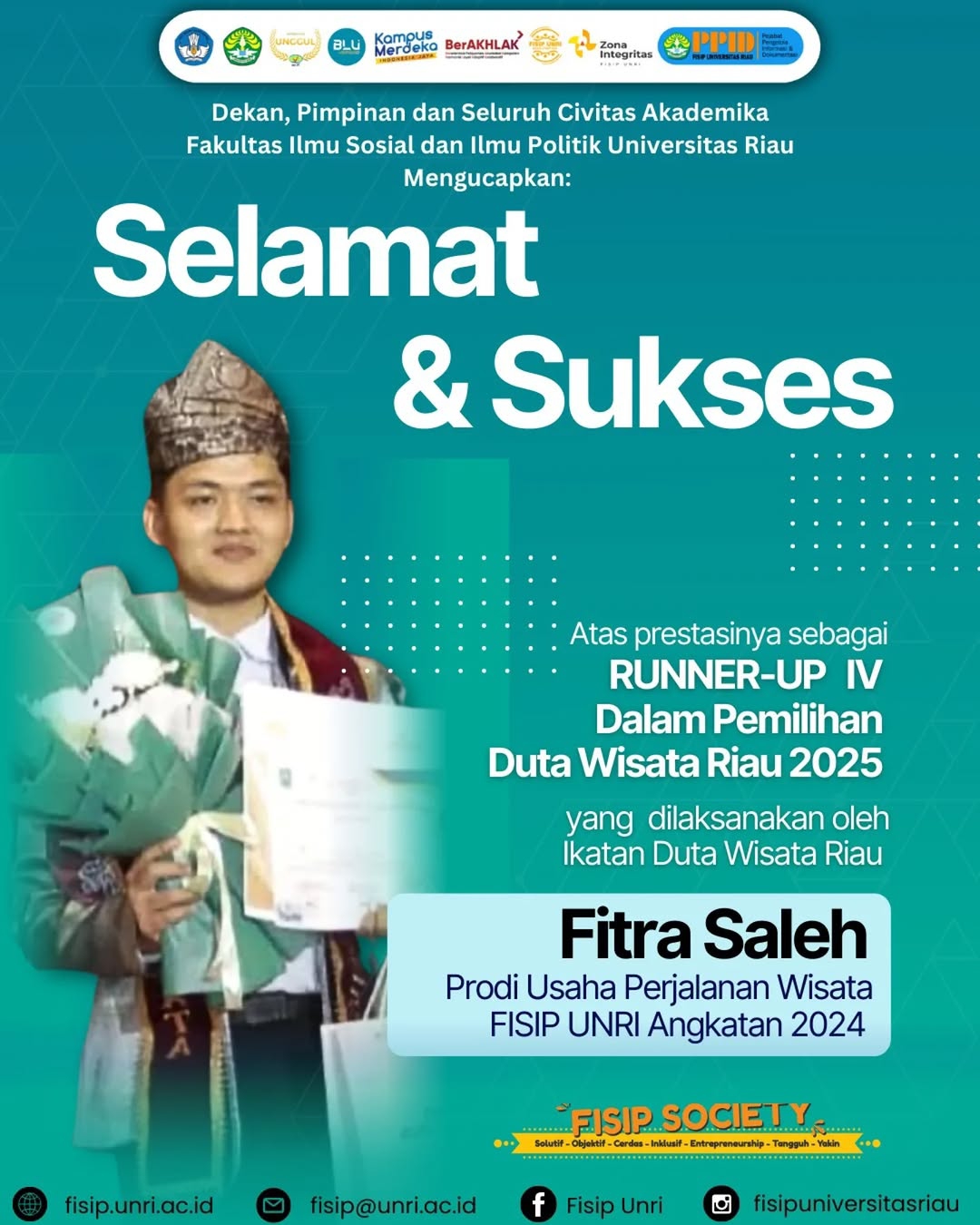 Apresiasi setinggi-tingginya kepada Fitra Saleh, mahasiswa Prodi Usaha Perjalanan Wisata Angkatan 2024