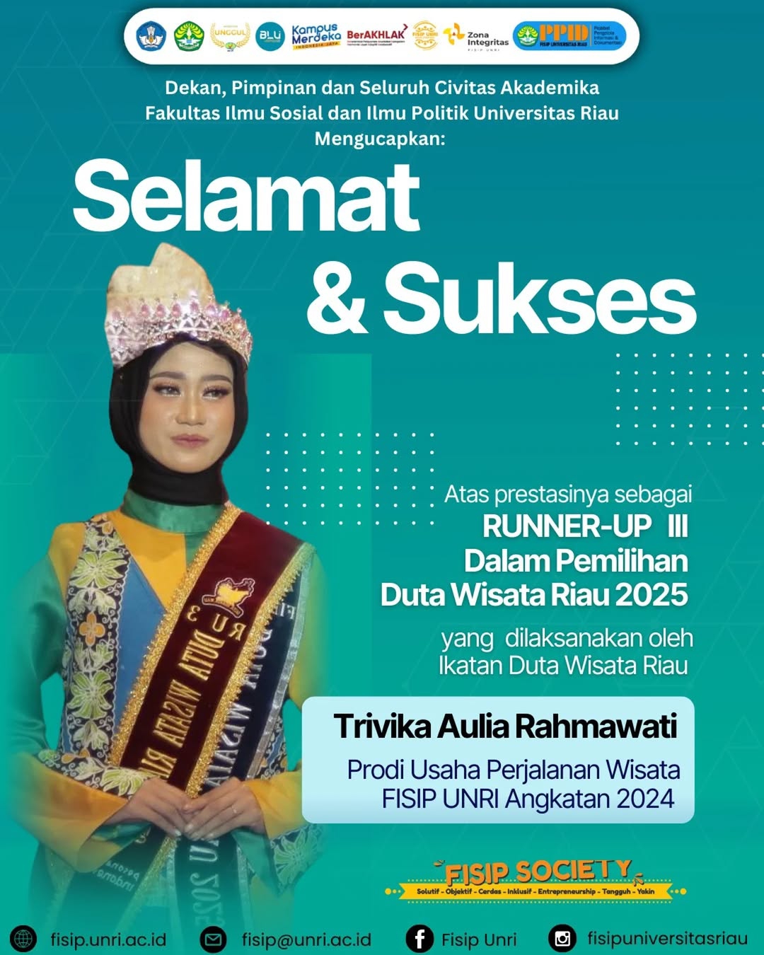 Apresiasi setinggi-tingginya kepada Trivika Aulia Rahmawati, mahasiswa Prodi Usaha Perjalanan Wisata Angkatan 2024