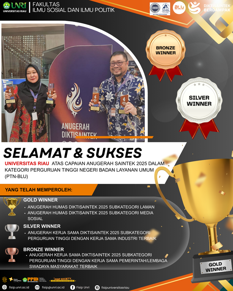Congratulations and Best Wishes to Universitas Riau on its outstanding achievement at the Diktisaintek Awards 2025.