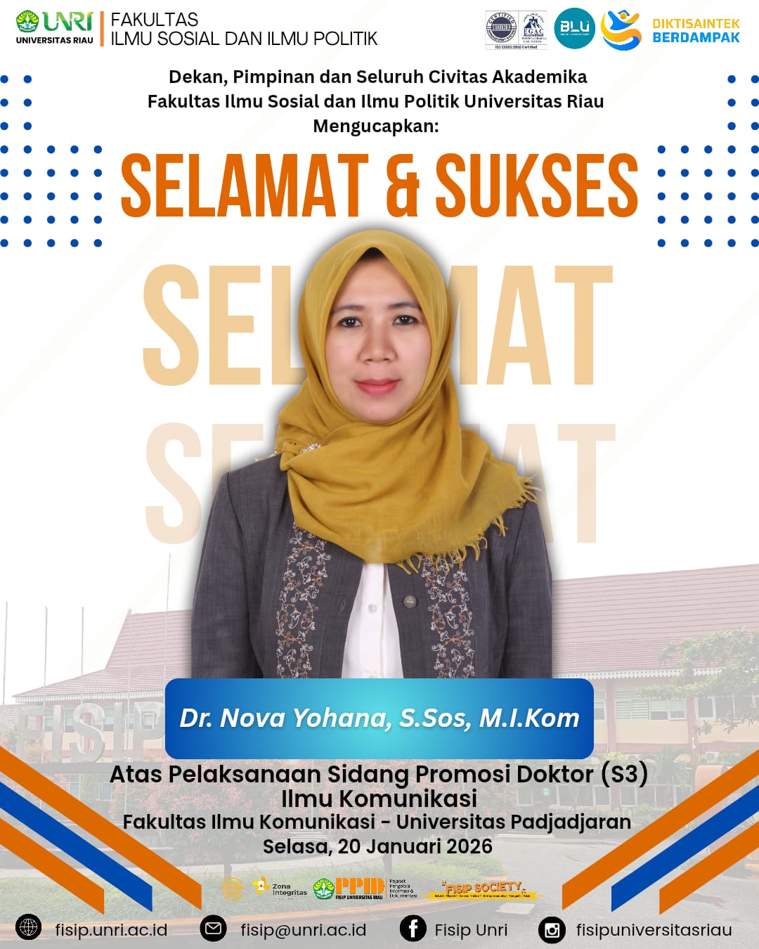 Congratulations & Best Wishe Dr. Nova Yohana, S.Sos., M.I.Kom