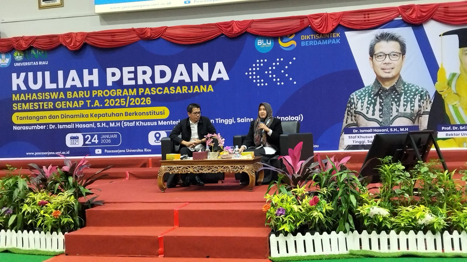 Undelivered Constitutional Justice Jadi Bahasan pada Kuliah Perdana Pascasarjana UNRI 2025/2026: Rektor Tekankan Integritas Akademik