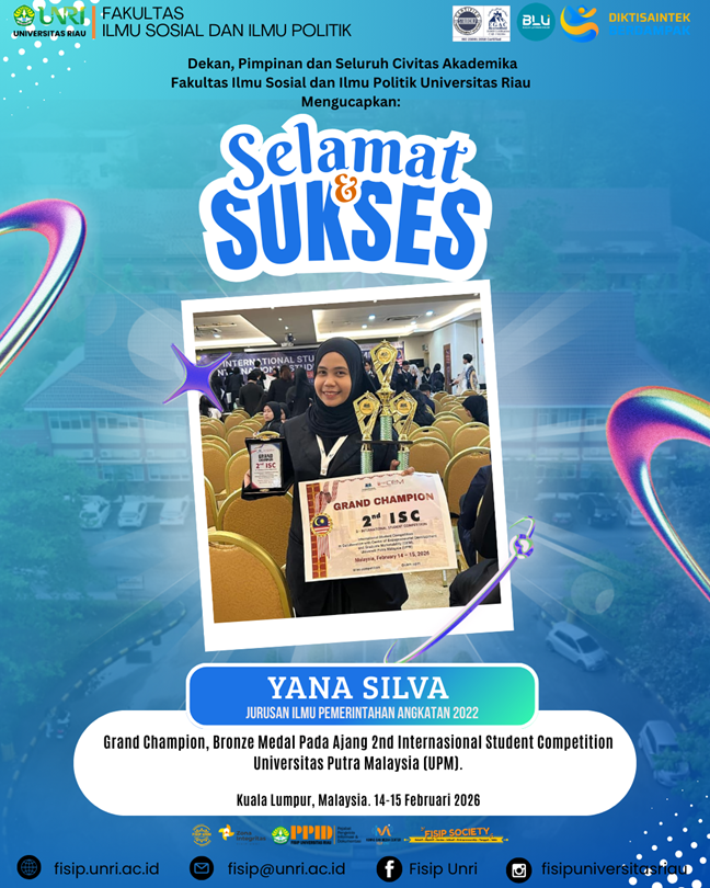 Selamat & Sukses  kepada Yana Silva atas prestasi gemilang sebagai Grand Champion & Bronze Medal pada ajang 2nd International Student Competition