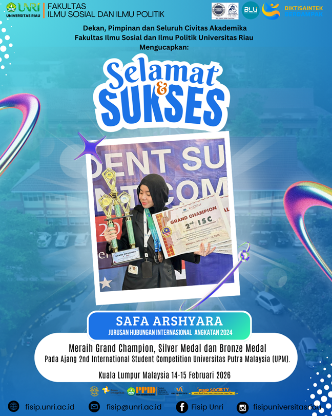 Selamat & Sukses kepada Safa Arshyara Atas prestasi gemilang yang diraih sebagai Grand Champion, Silver Medal, Bronze Medal pada ajang 2nd International Student Competition